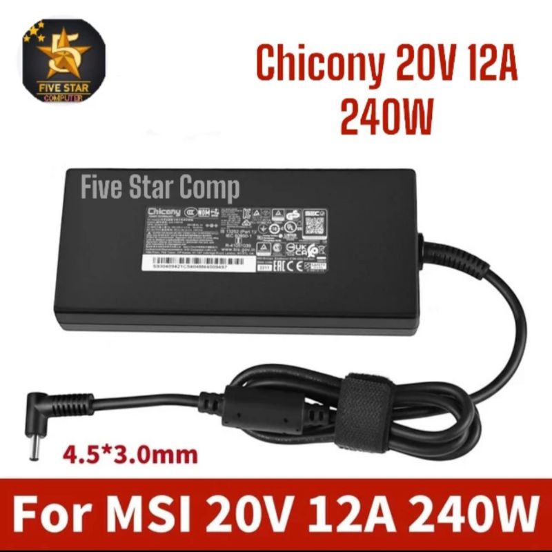 Adaptor Charger Cassan For Laptop MSI STEALTH 14 AI MS-14K1 MSI KATANA 15 B13V B13VFK MSI SWORD 15 A