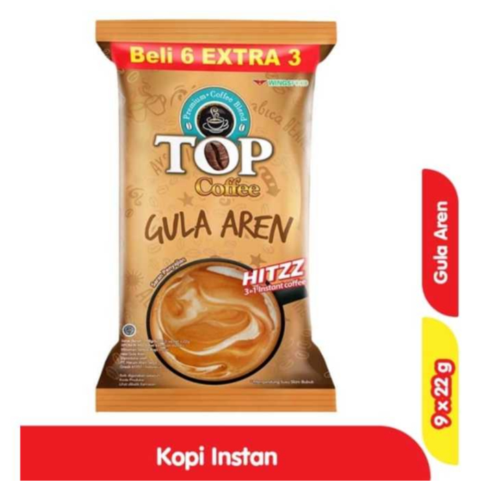 

TOP Coffee Gula Aren Sachet Beli 6 Extra 3 Hitzz Top Coffee Kopi Gula Aren Hitzz 3 in 1 Instan 9@22g