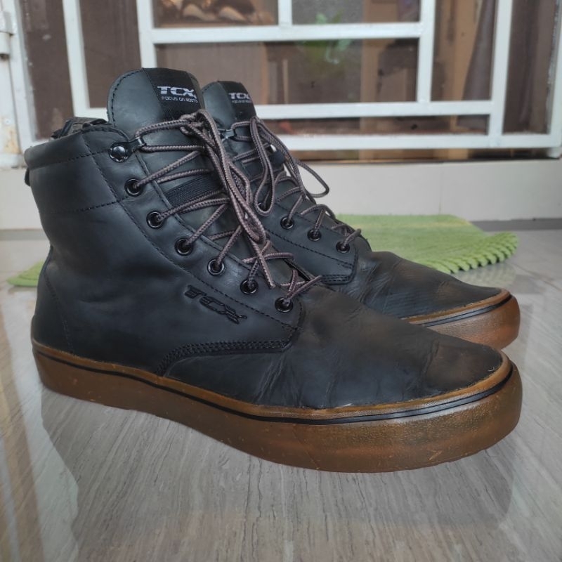 TCX Dartwood 7306W Zipper Italy Brand Mid Sneaker Waterproof Motor Biker Sneaker Black Leather Authe