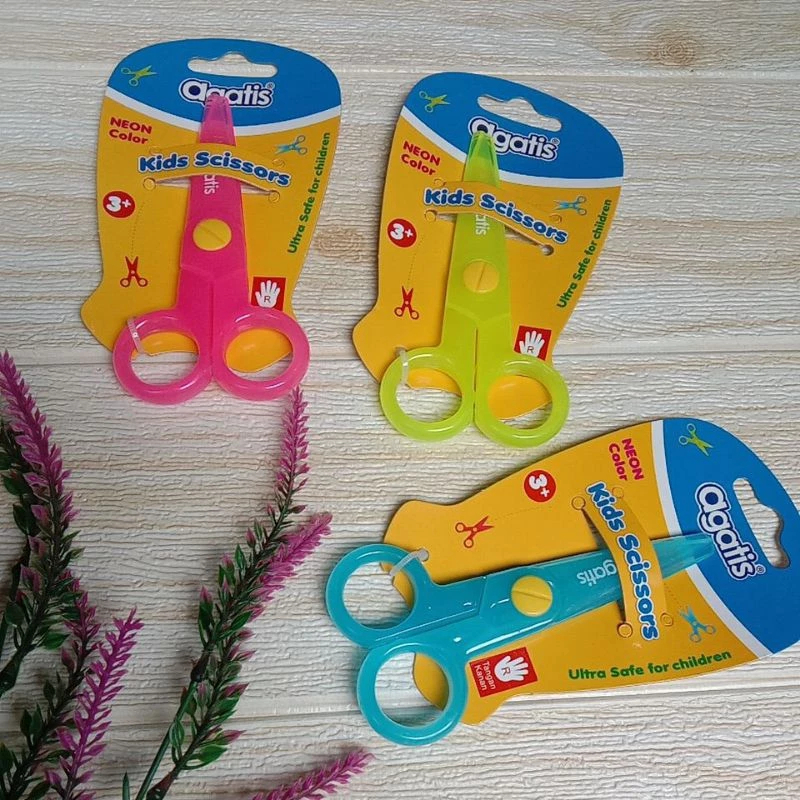 Gunting Kertas Anak Plastik Agatis Neon Color - Gunting Sekolah Aman ATK PAUD TK