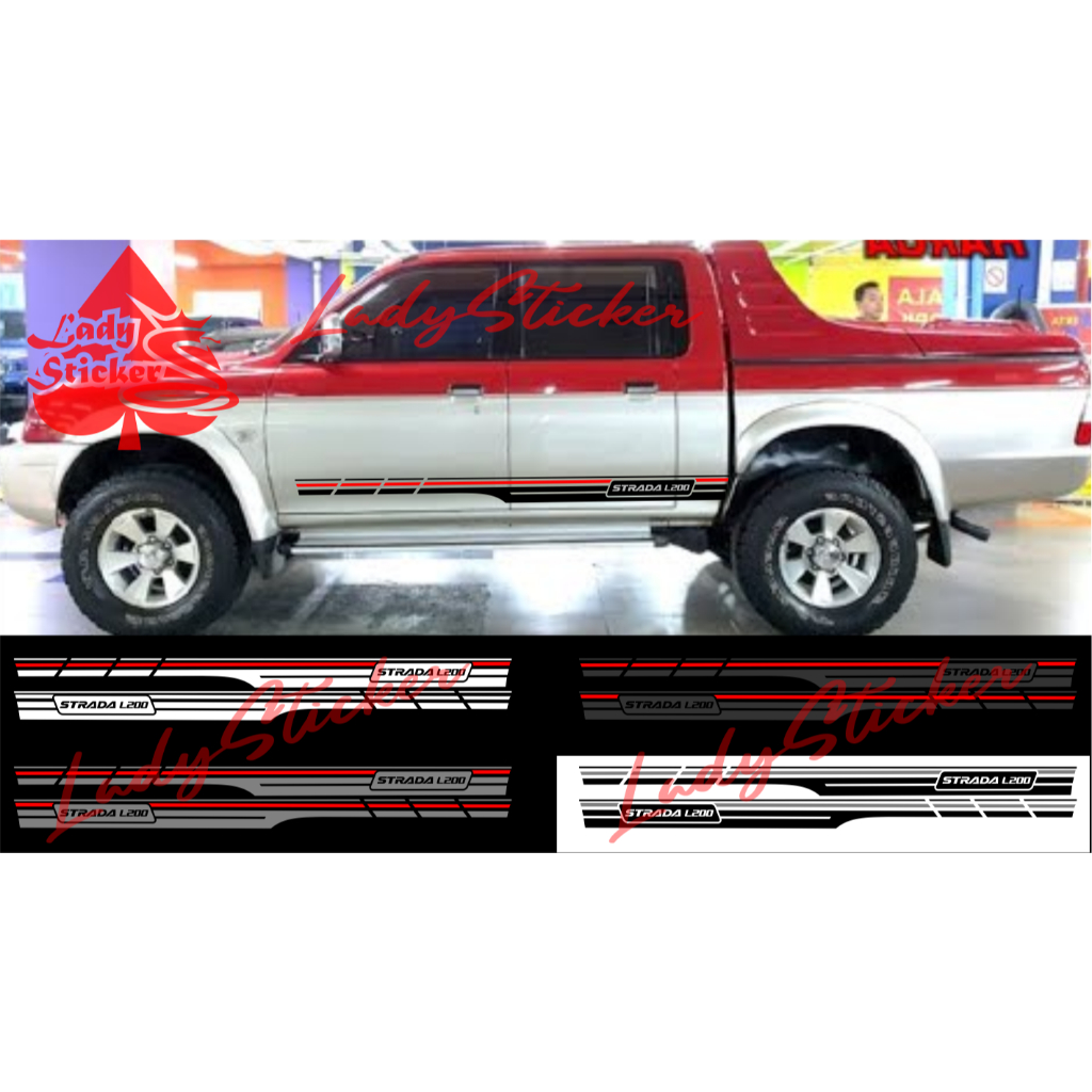 Sticker stiker mobil strada l200 cutting sticker mobil mitsubishi strada l200