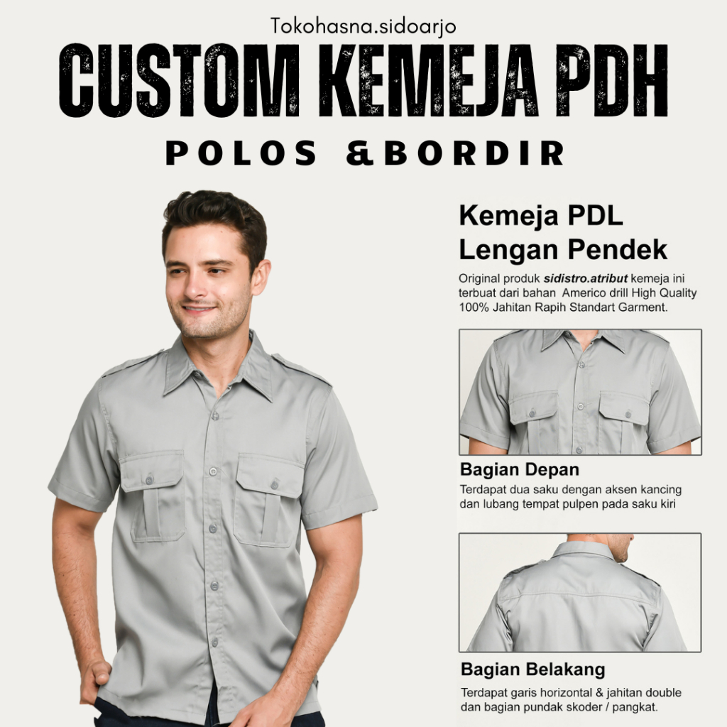 KEMEJA BORDIR CUSTOM - KEMEJA SERAGAM BORDIR CUSTOM - KEMEJA PDH CUSTOM MURAH - KEMEJA PDL