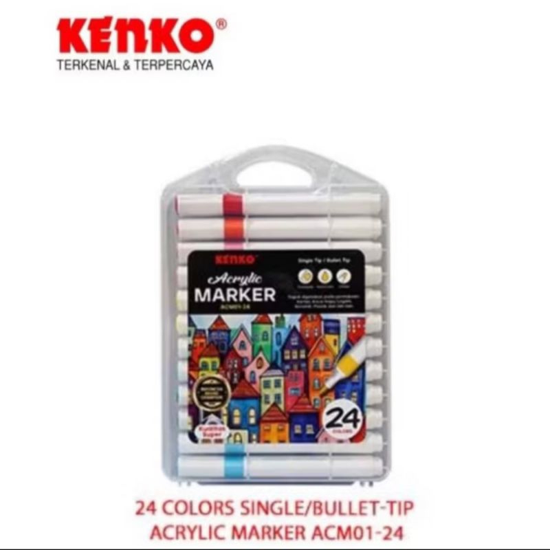 

Kenko Acrylic Marker single Tip 24 color Spidol Acrylic ACM-01/02 Spidol warna spidol menggambar