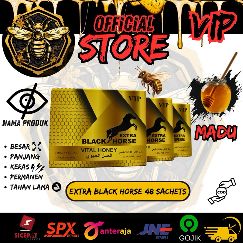 

Black Horse Extra Vital Honey Vip Original 1BOX 48 Sachet Exp 2027 Harga Promo