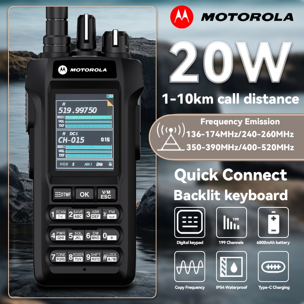 Aloevera12 Ht Motorola Jarak Jauh 20Km R8 Lkie Talkie 20Tt Am/Fm 6800Mah Dual Band Vhf/Uhf Type-C