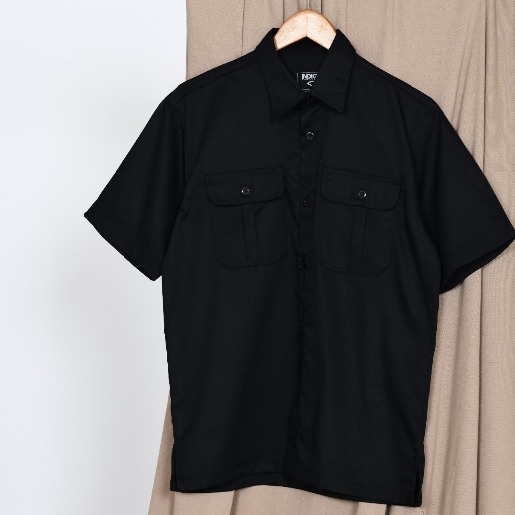 Indigo Kemeja Polos Hitam Workshirt Black Original