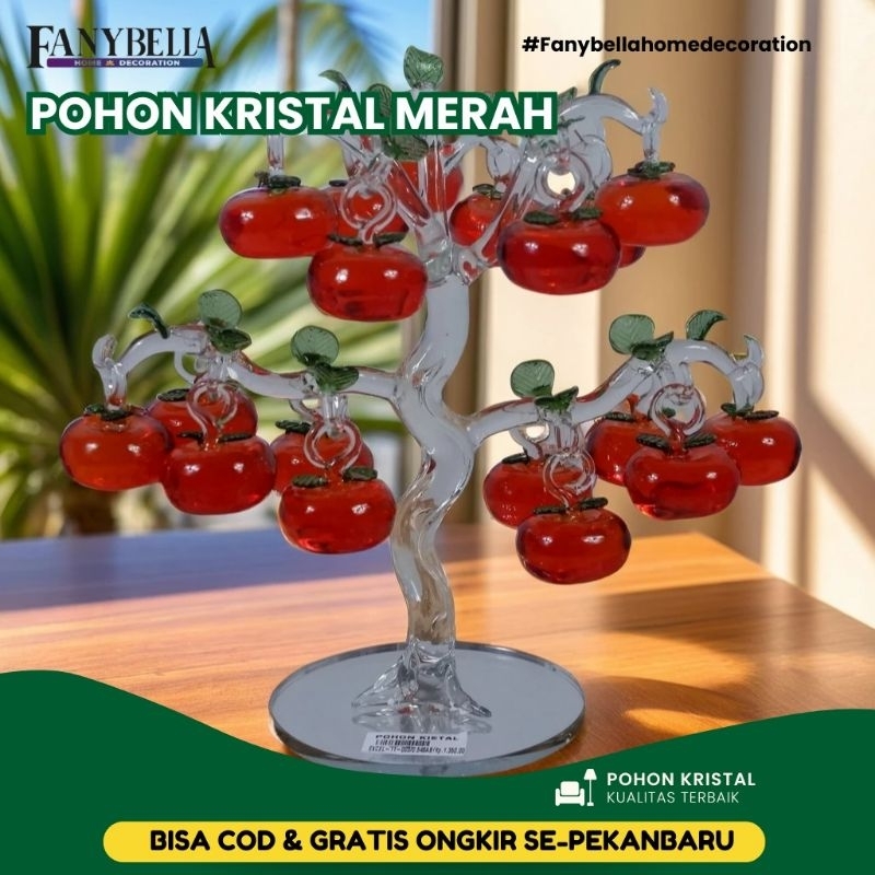 Pajangan Kristal Pohon Kristal Buah Apel Mera Buah Dekorasi Rumah Import