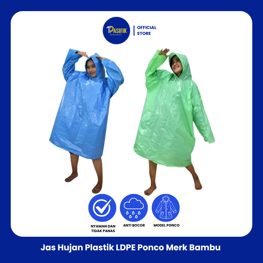 JAS HUJAN PLASTIK BAMBU BAJU PANJANG PONCHO LDPE BAMBU / JAS HUJAN MURAH / JAS HUJAN TEBAL