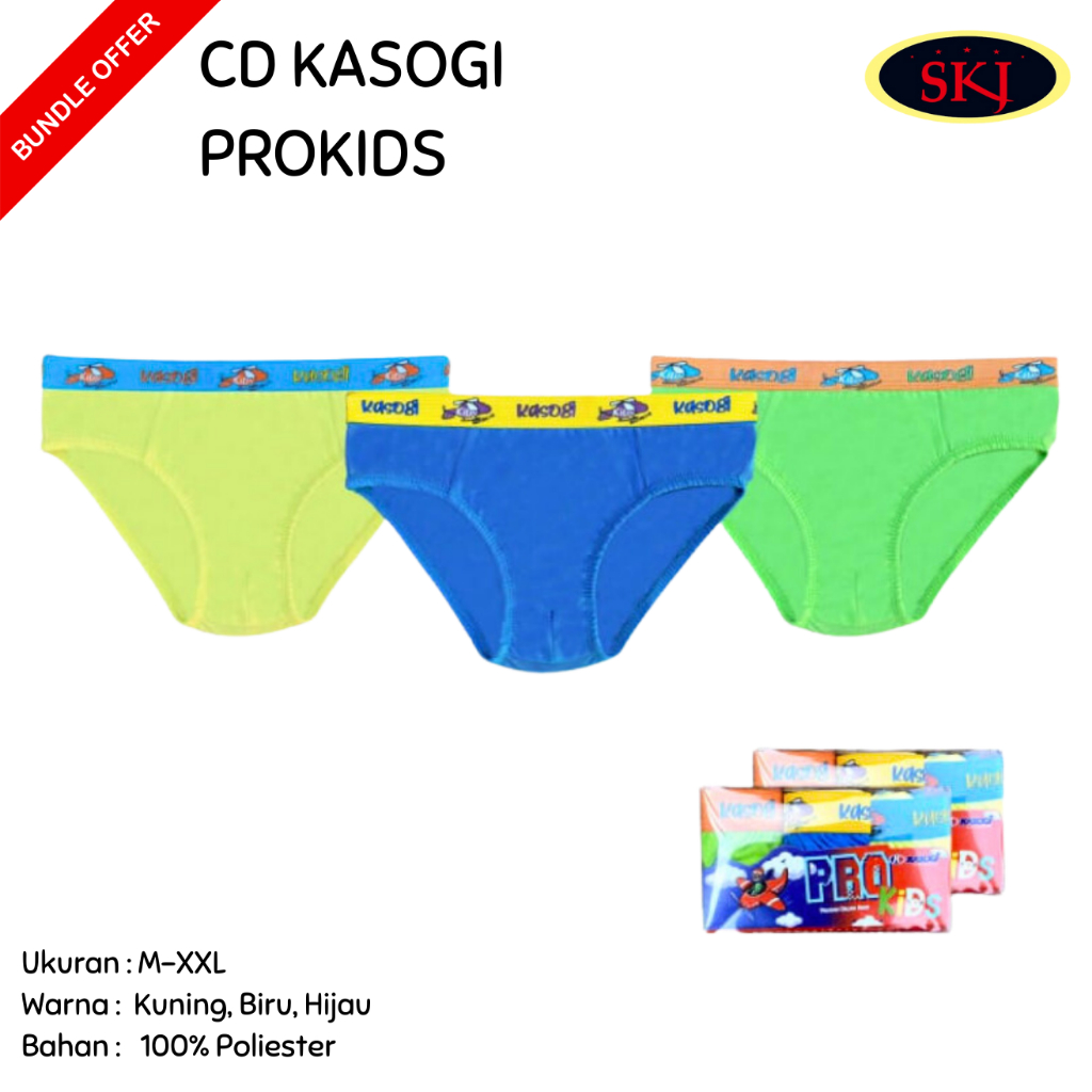 [ISI 3] CD Anak KASOGI PRO KIDS Pinggang Karet Melar / Celana Dalam PRO KIDS Polos Model Boxer / Pak