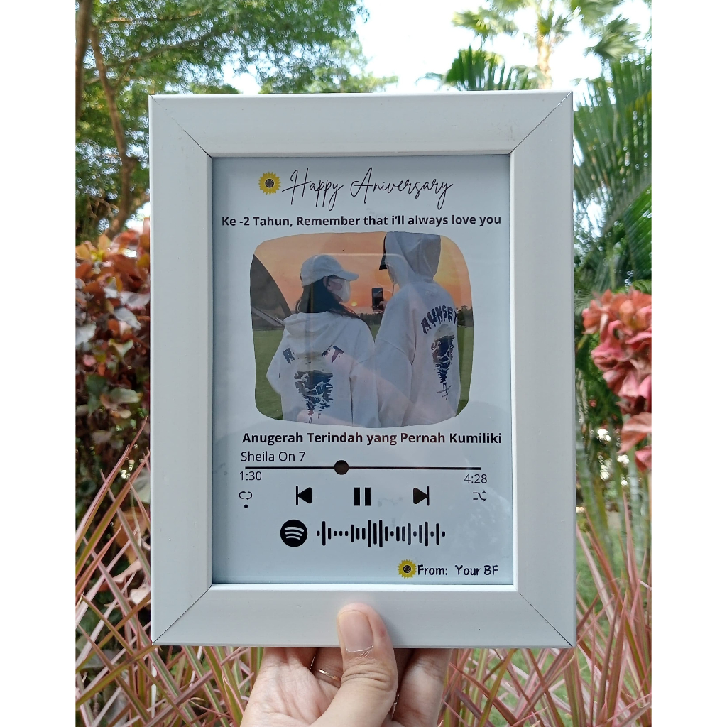 Custom Photo Lagu 5R (13x18cm) I Bingkai Pigura | Kado Pernikahan Kado Ulang Tahun Hadiah Wisuda Gif