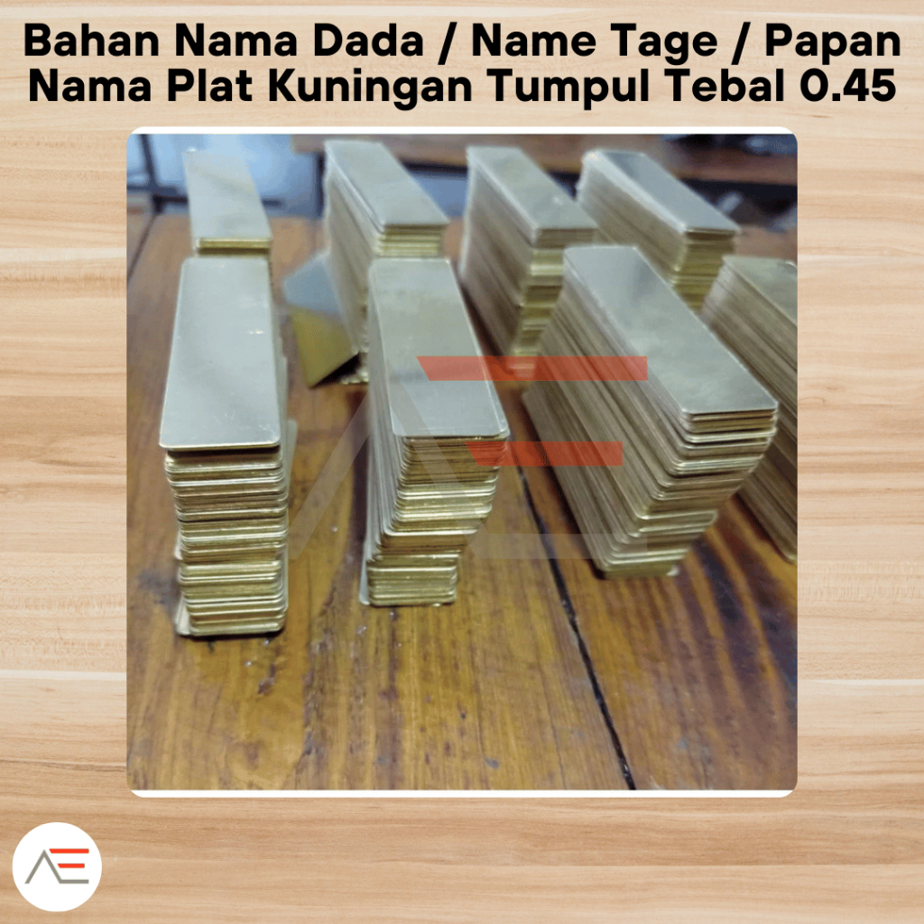 

Plat Kuningan 0.3-0.4mm Name Tag Papan Nama Dada 2x8cm Sudut Bulat Tumpul