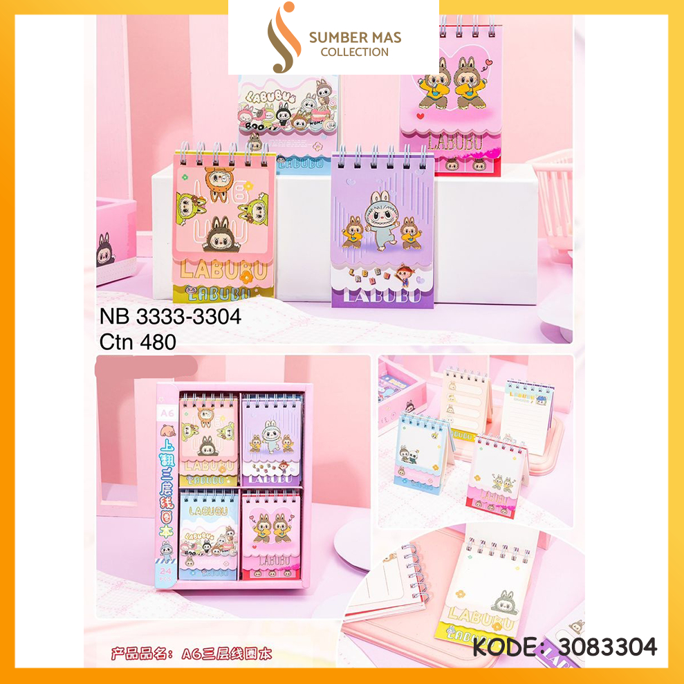 

Notebook Mini A7 A5 Labubu RULED With Many Design / Notebook BUKU GARIS A7 Aestethic Lucu Kawai Design Spiral NoteBook