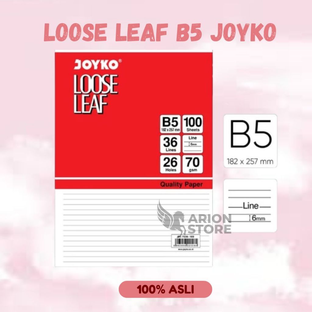 

[ARION STORE] Loose Leaf B5 50 & B5 100 Garis / polos Joyko / Isi Binder B5 Joyko [PAX]
