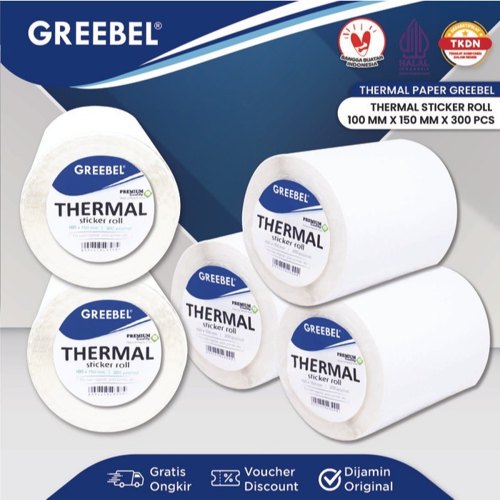 

Label Stiker Thermal Roll Isi 300pcs 100x150mm Premium Greebel / Label Kertas Barcode Tidak Luntur Lem Kuat