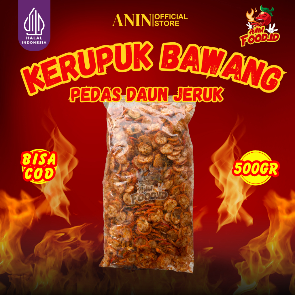

KERUPUK BAWANG Pedas Daan Jeruk 500Gram