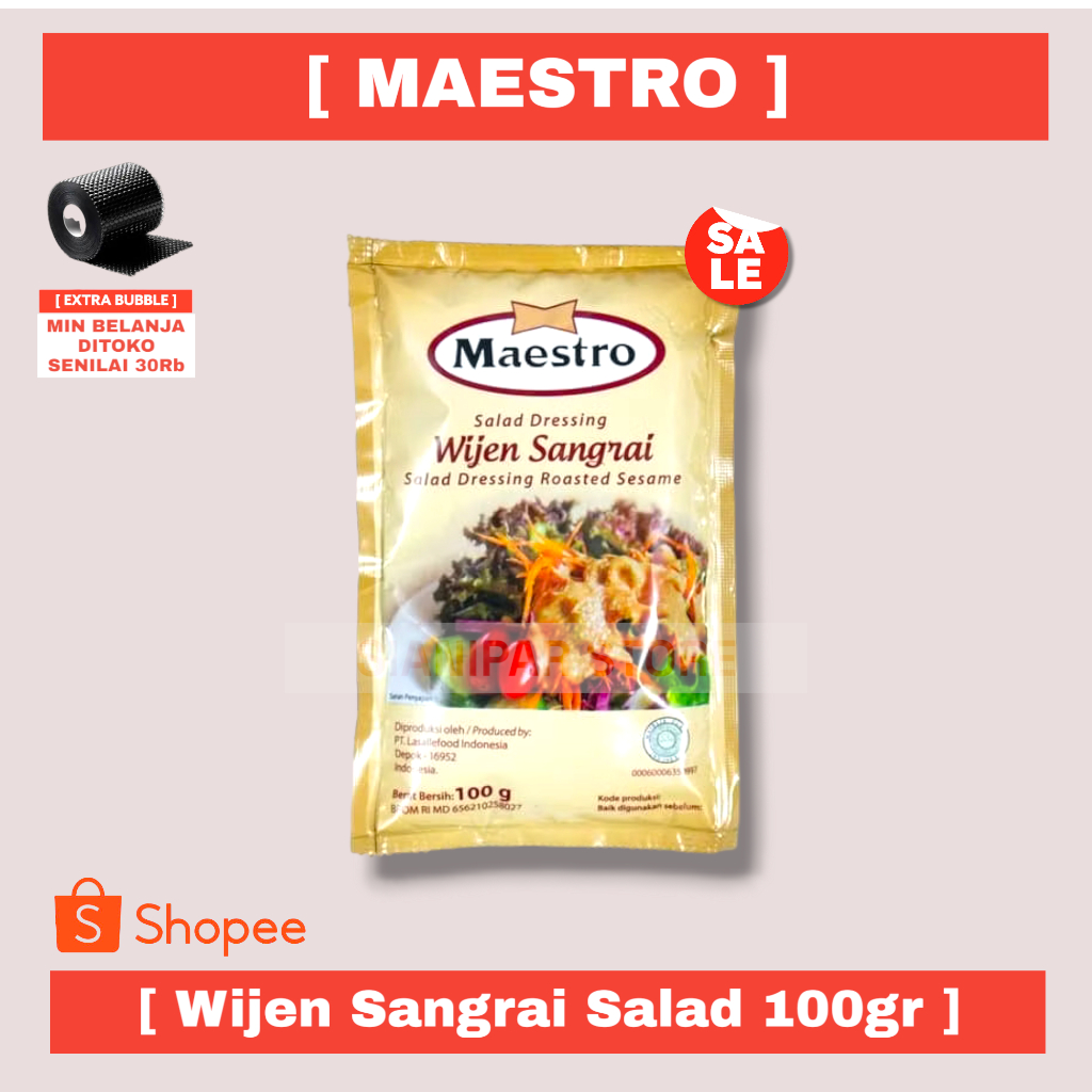 

MAESTRO WIJEN SANGRAI SALAD DRESSING PCK 100g [ Gratis Pengemasan Dengan Bubble Wrap ]