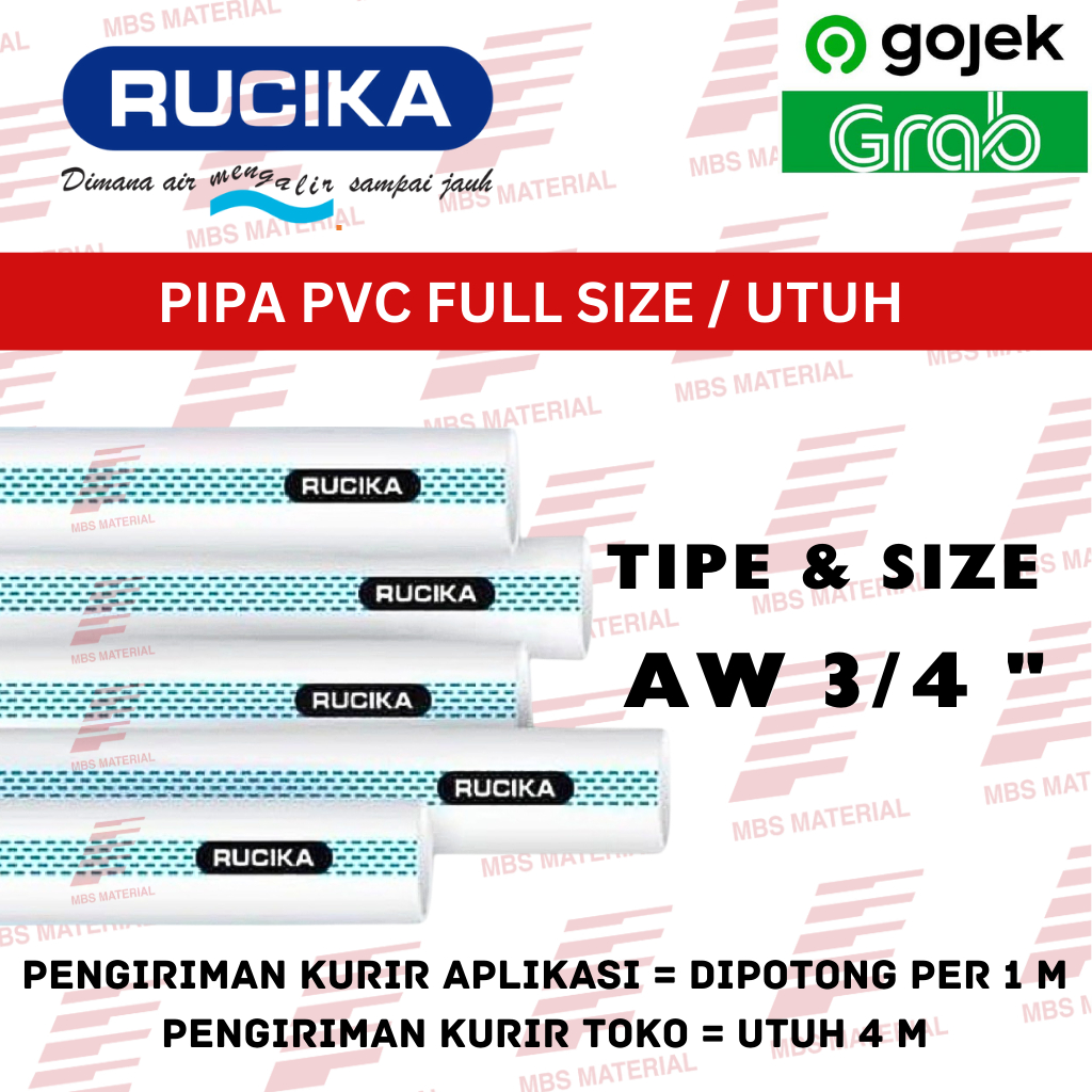INSTANT & SAME DAY | Rucika Standard AW 3/4" - Pipa PVC / Peralon / Paralon (3/4 Inch)