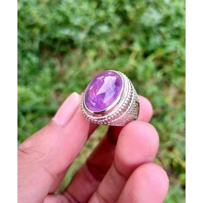 Antik Indonesia - Batu Cincin Kecubung Kalimantan Super Top Bagus - Plnm Stnlss