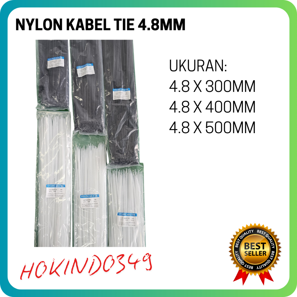 

Nylon Cable Tie Kabel Ties 4.8mm x 30cm 40cm 50cm Hitam Putih Kualitas Baik