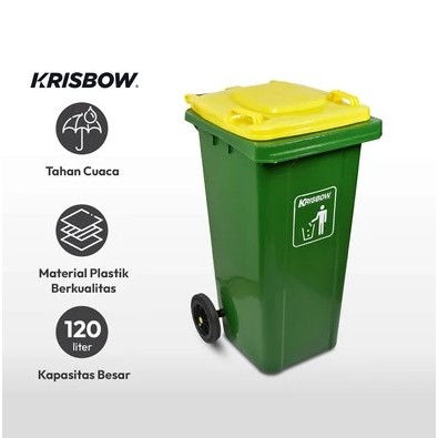 Krisbow 120 Liter Tempat Sampah Plastik - Hijau/kuning