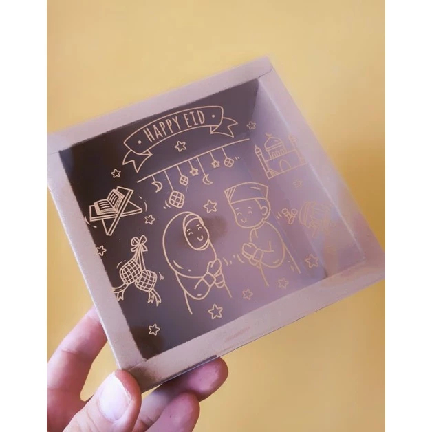 

( 5 Pcs ) Box Mika Slide Lebaran Ukuran 11x11x6 Free Tag Idul Fitri Dus Brownies Lapis Legit Tebal