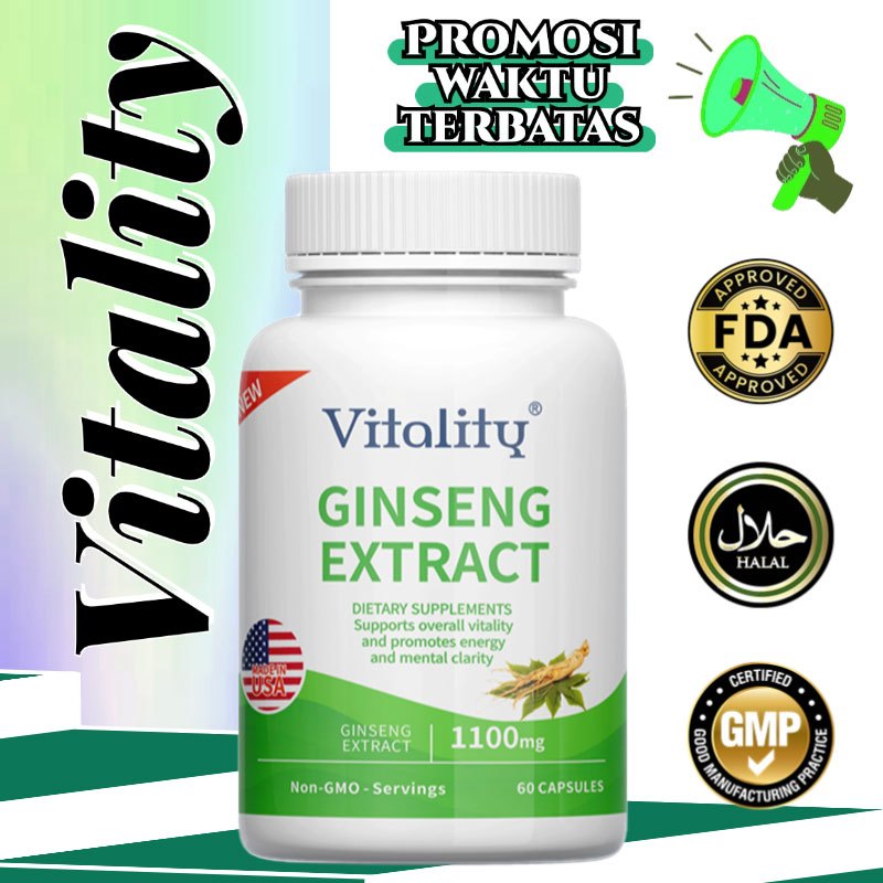 Ekstrak Ginseng, Menyegarkan, Meningkatkan Vitalitas, 60 Kapsul