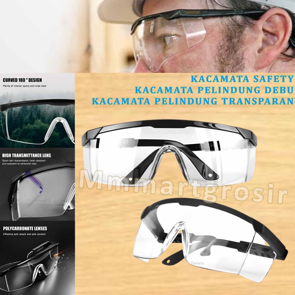Kacamata Safety / Kacamata Pelindung Debu / Kacamata Pelindung Transparan / 1pcs