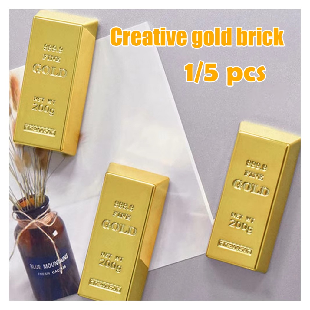 1/5pcs Emas palsu Simulasi / Mainan Batangan Emas / Fake Gold Bar / Miniatur Emas Batangan