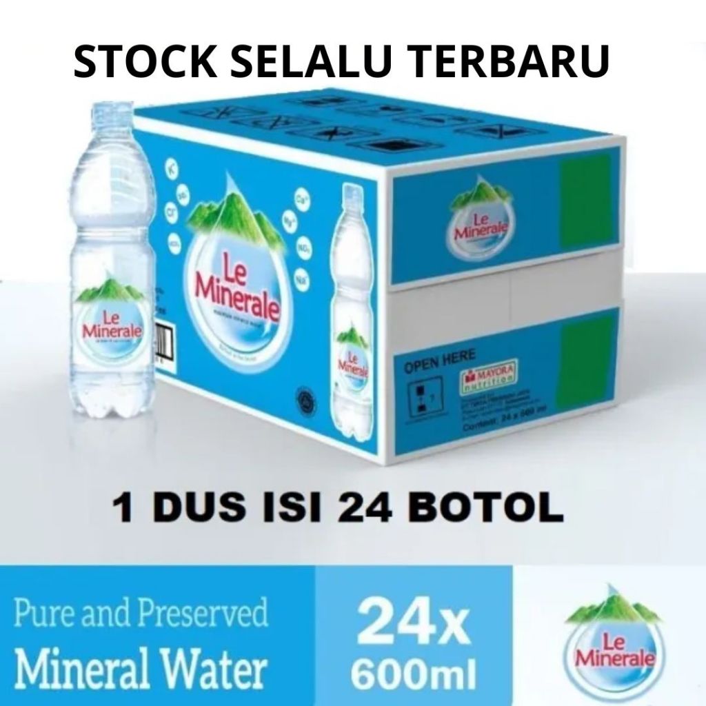 

Air Mineral LE MINERALE LEMINERAL 600 ML Isi 24 Botol PER DUS PER KARTON