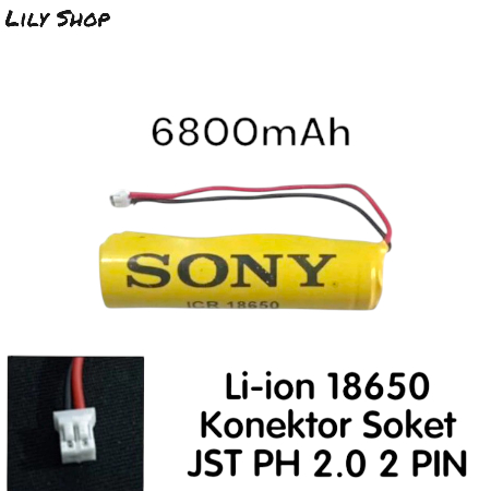 Battery Baterai speaker bluetooth Type Lithium Sony ICR 18650 3.7V-6800mAh Soket Putih Batre awet ta