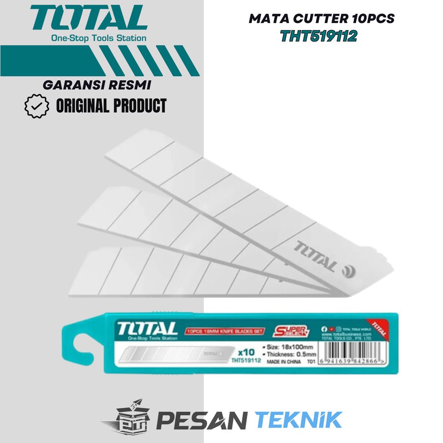 

Mata Isi Cutter 10pcs Blades Set 18mm x 100mm TOTAL THT519112