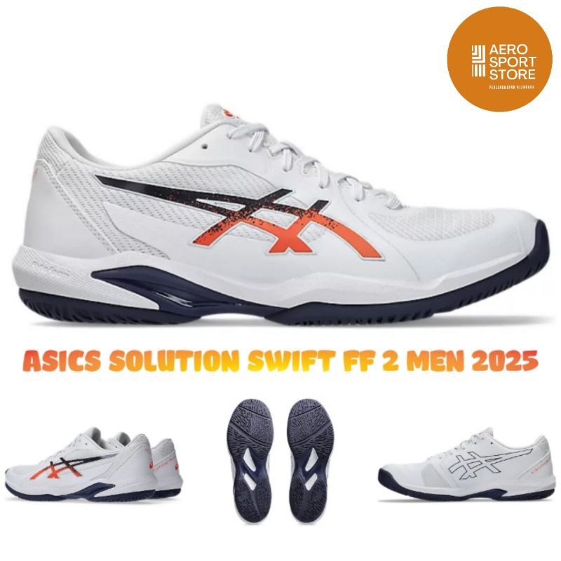 [ SEPATU TENIS ASICS SOLUTION SWIFT FF 2 MEN 2025 / White - Nova Orange ]