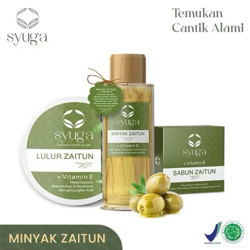 SYUGA PACKAGE, MINYAK ZAITUN + SABUN ZAITUN + LULUR ZAITUN