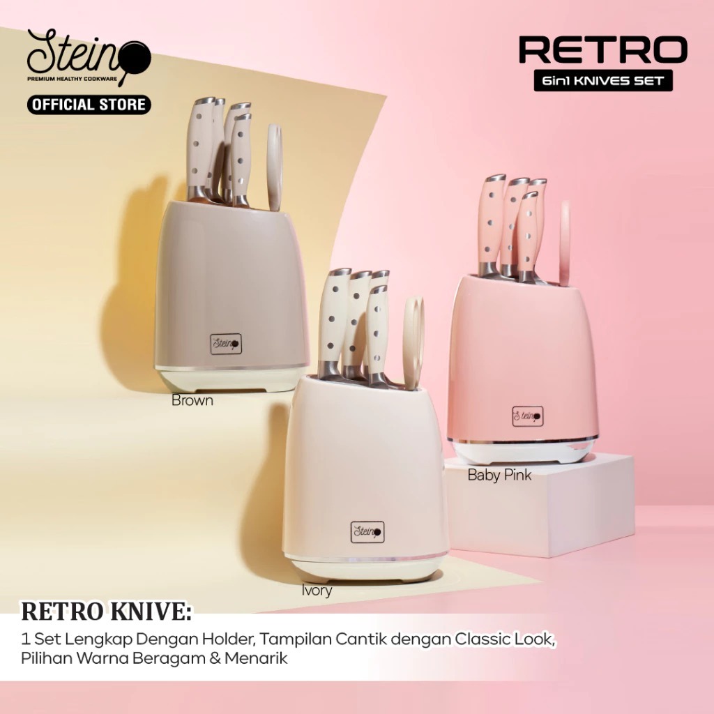 STEINCOOKWARE RETRO KNIVES STEIN 6 PCS PISAU SET ORIGINAL
