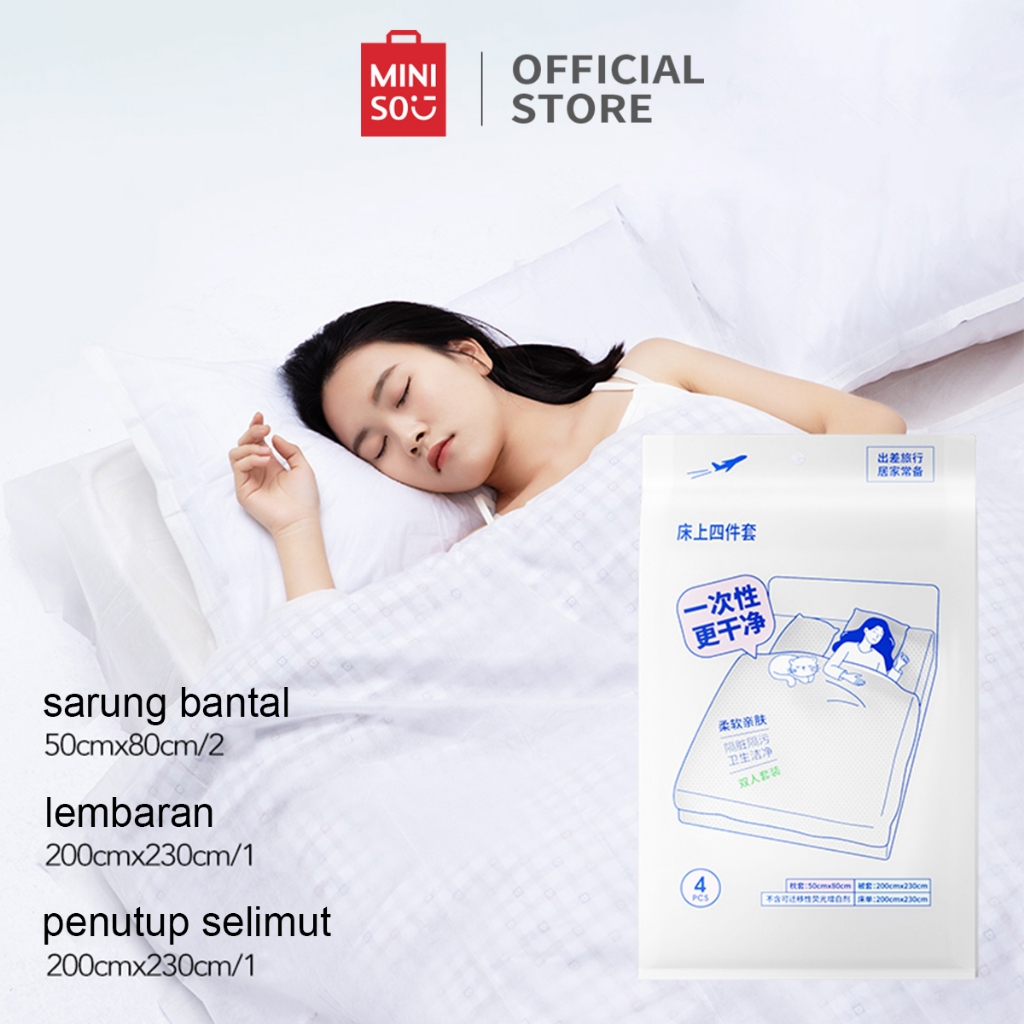 MINISO Perlengkapan Tempat Tidur Sekali Pakai Sprei / Sarung Bantal Sekali Pakai