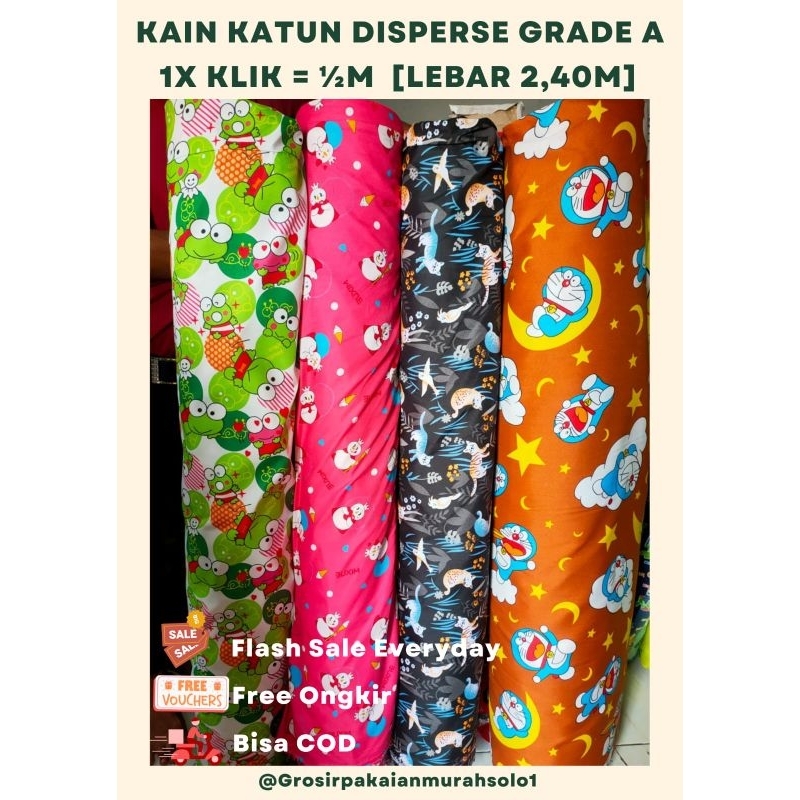 [Part 1] GROSIR KAIN KATUN DISPERSE POLIMIKRO GRADE  A KAIN SPREI MOTIF KARTUN
