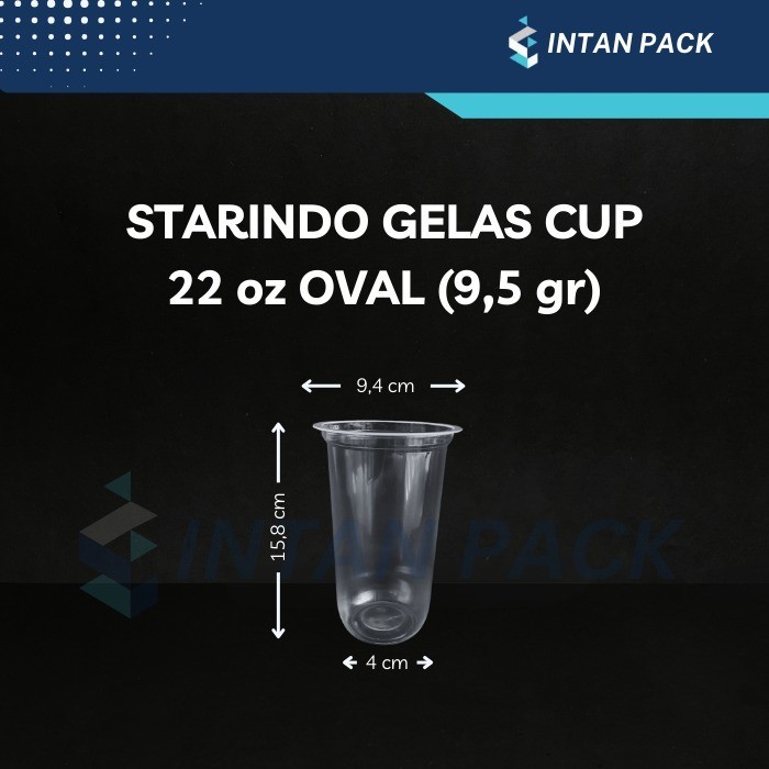 Gelas Plastik Cup Oval 22 oz Starindo 9,5 gram ( 50 pcs )