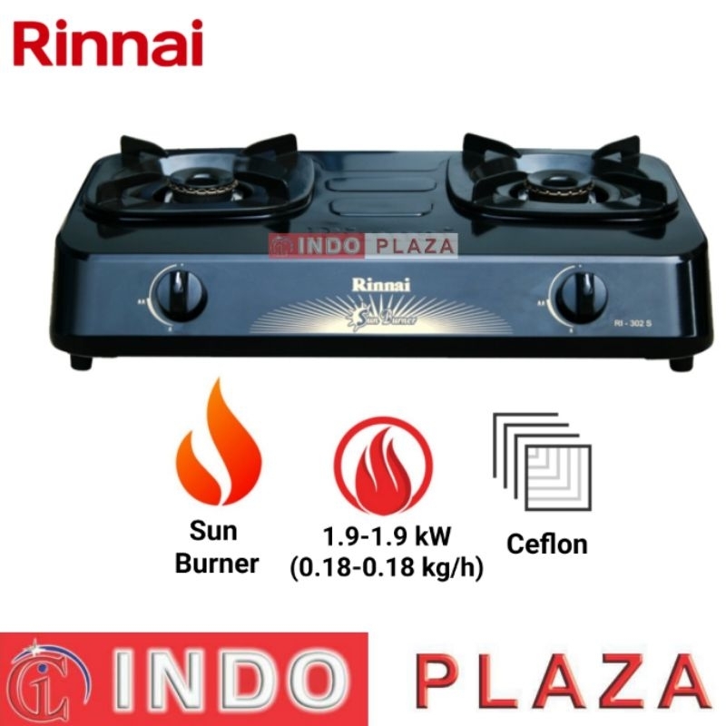KOMPOR GAS 2 TUNGKU RINNAI RI-302S / KOMPOR RINNAI 2 TUNGKU