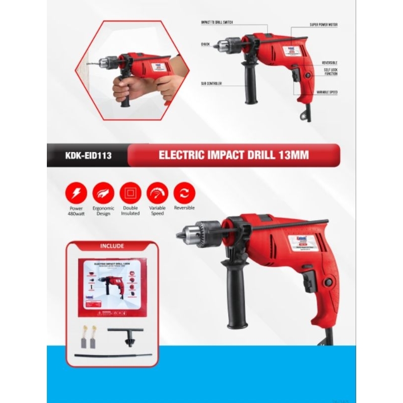 Kodenki Bor Listrik Impact 13mm Besi Beton Tembok / Electric Impact Drill 13mm Kodenki EID113