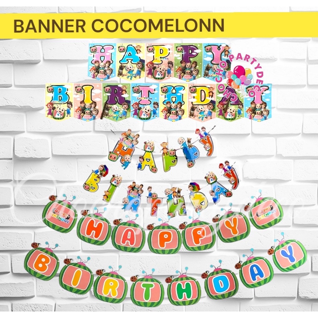 Bunting Flag COCOMELON / Banner Ulang Tahun Cocomelon
