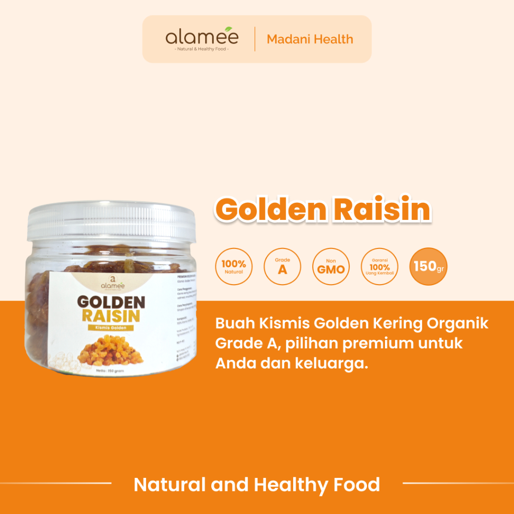 

ALAMEE Kismis Golden Raisin Cemilan Buah Kering Sehat Rendah Kalori Raisin Simin RAISINS 150gr