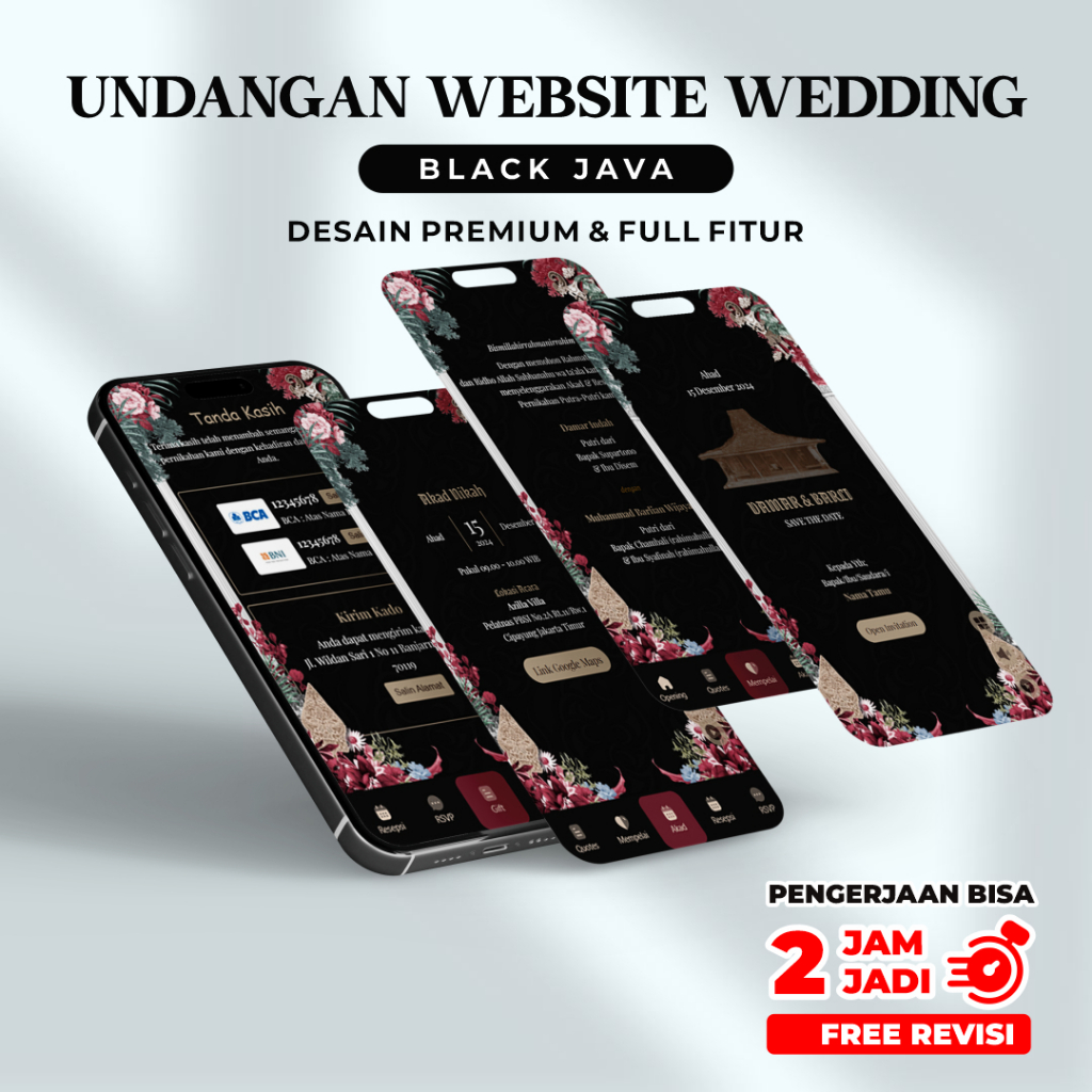 Undangan Digital Website Pernikahan Tema Black Java - undangan pernikahan jawa tema wayang, undangan