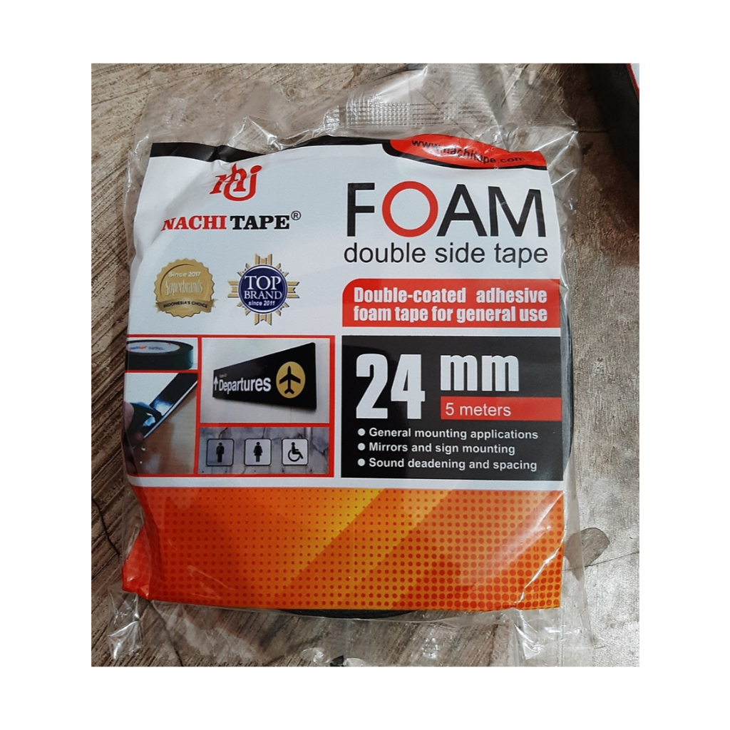 

Nachi Foam Double Side Tape 24mm | Hitam Tebal
