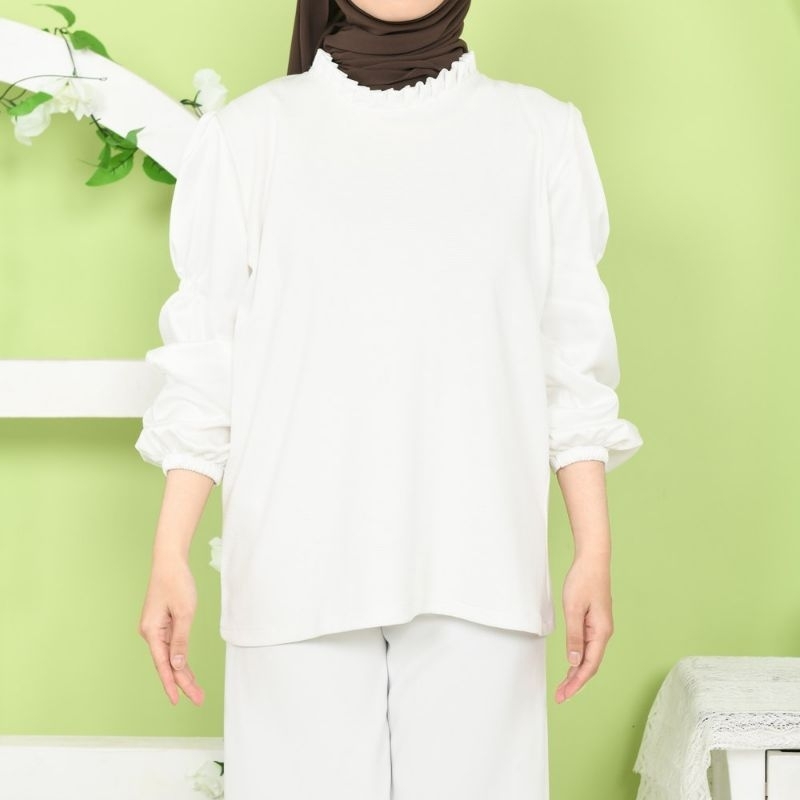 Mybamus Sybille Puff Sleeve Tops  Blouse Lengan Balon Atasan Wanita Korean Style - Blouse Lengan Pan