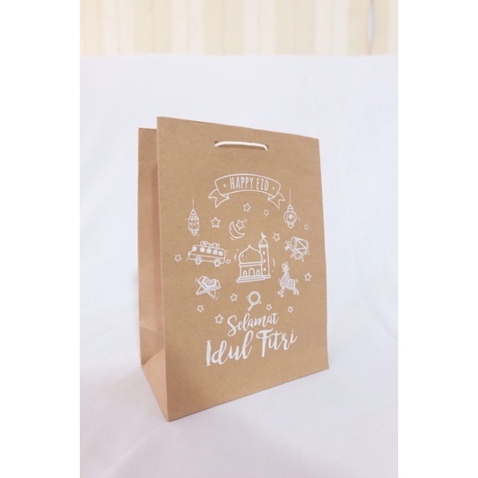 

paperbag coklat idul fitri sablon putih ready stock satuan