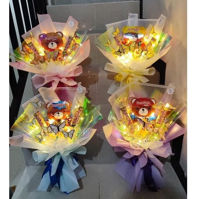 buket coklat silverqueen beruang, valentine, surabaya, sidoarjo, wisuda, anniversary
