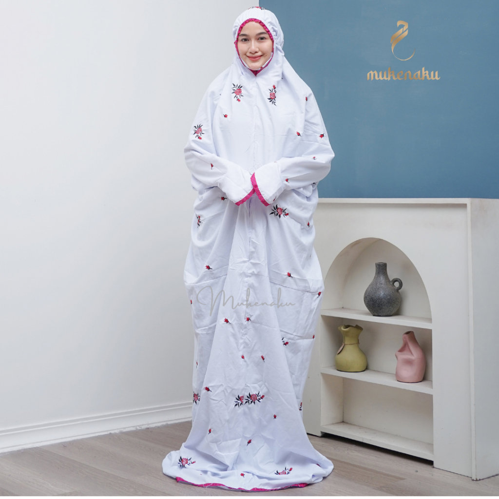 Mukena Terusan Bordir Rosiana Mukena Lajuran Santri Katun Premium mukena terusan remaja mukena lajur