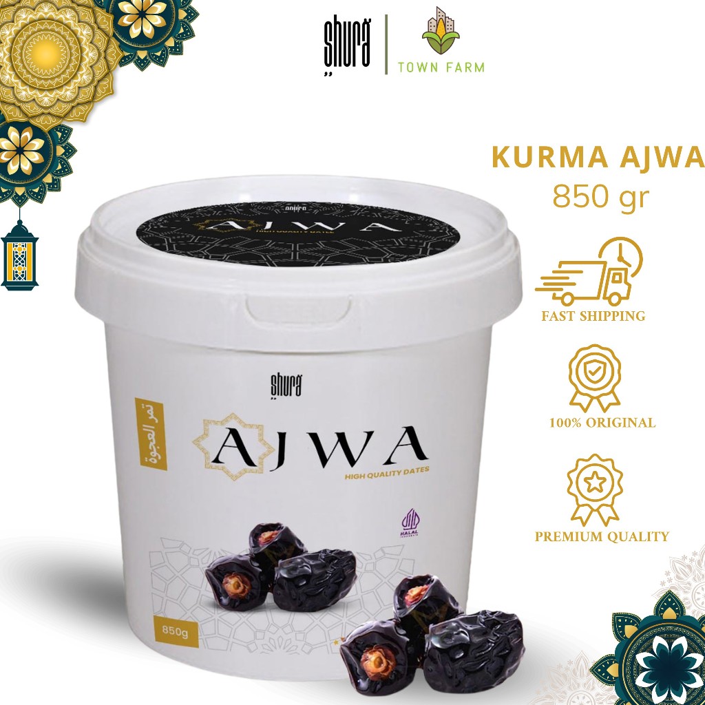 

Shura Kurma Ajwa Kemasan Ember 850gr Kurma Nabi Kualitas Premium Dates Ajwa Original High Quality