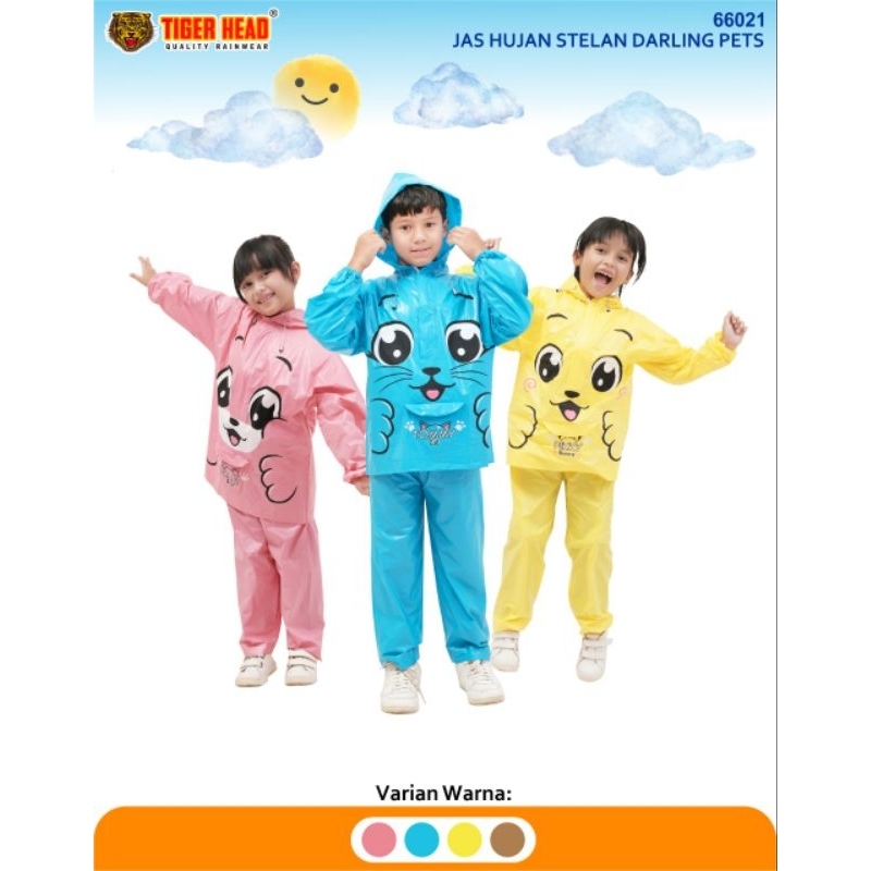 Jas Hujan Anak Pria Wanita 2-5 Tahun Motif Lucu Darling Pets