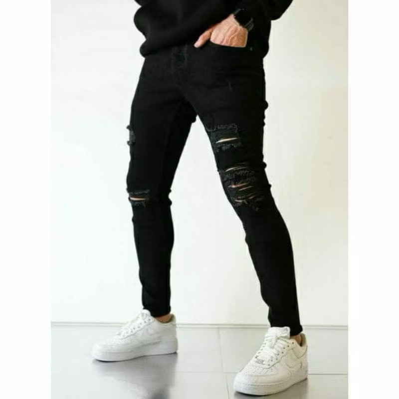 celana jeans pria skiny model sobek lutut premium